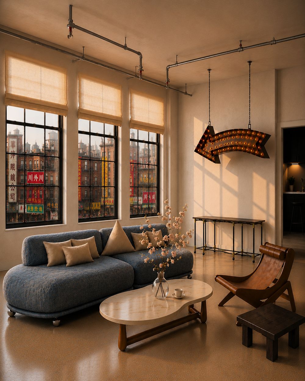 Placeholder illustration of a light-filled studio interior